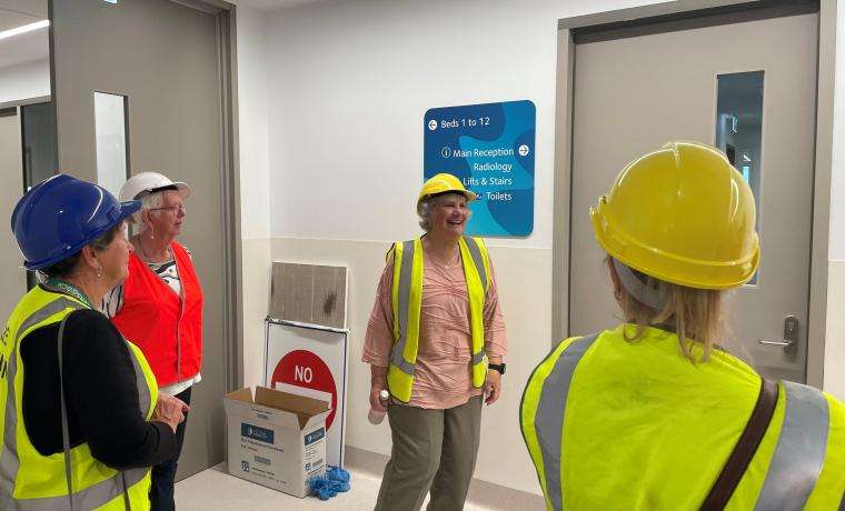 Members of Bass Coast Health’s Community Advisory Committee, from left, Gill Scrase, Hilary Kerrison and Joyce Ball ensure the signs around the Wonthaggi Hospital Expansion are easy to follow during a recent tour. 