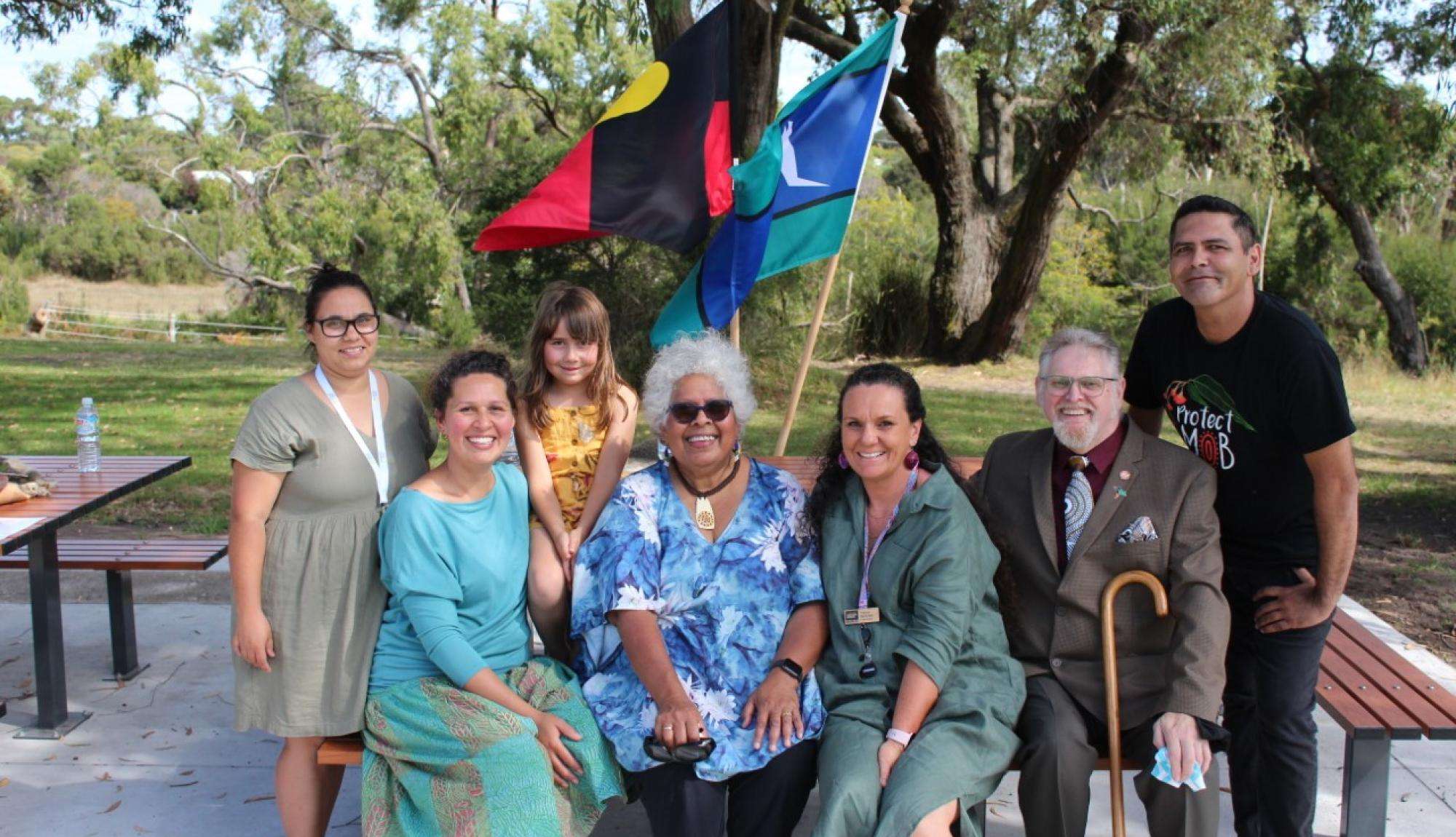 Khiara Harrison, Safina and Letty-Brooke Stewart, Dr Doseena Fergie OAM, Patrice Mahoney OAM, Anthony Egan, Paul Patten (Closing Gap)