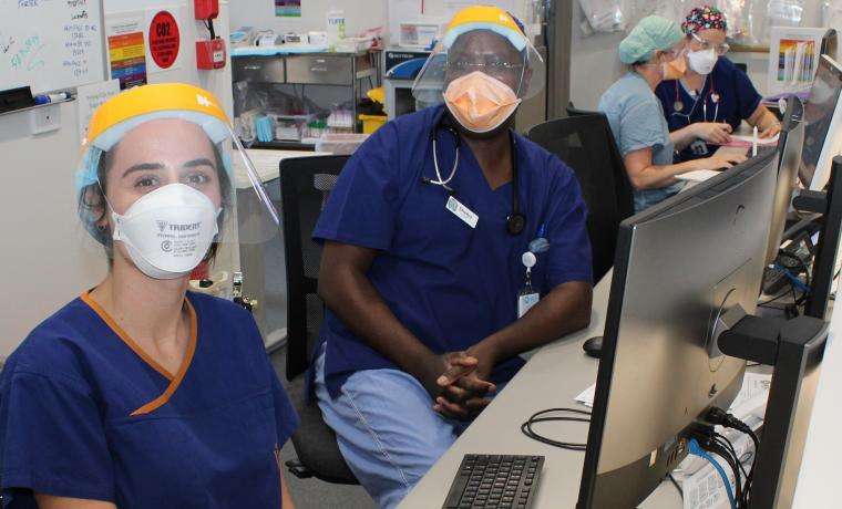 Dr Tamara Mijuskovic (left) and Dr Shebo Sumbwanyambe discuss emergency cases in the spacious work area.