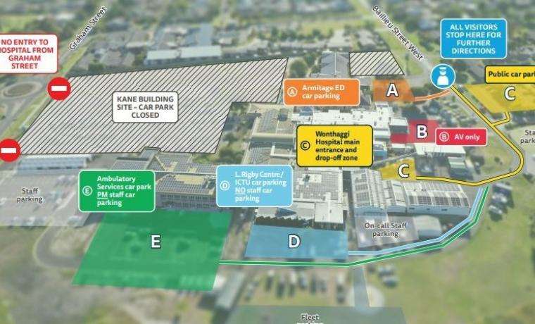 Map of car parking access at Wonthaggi Hospital