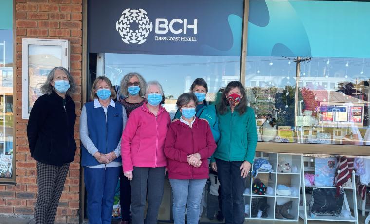 The volunteers of the San Remo Opportunity Shop who are raising funds for Bass Coast Health. Back row, from left, Helen Andrews, Sandra Thorley and Janine Morris. Front row, from left, President Sarah Fleisner, Marj Wagland, Joan Ray and Caroline Talbot.