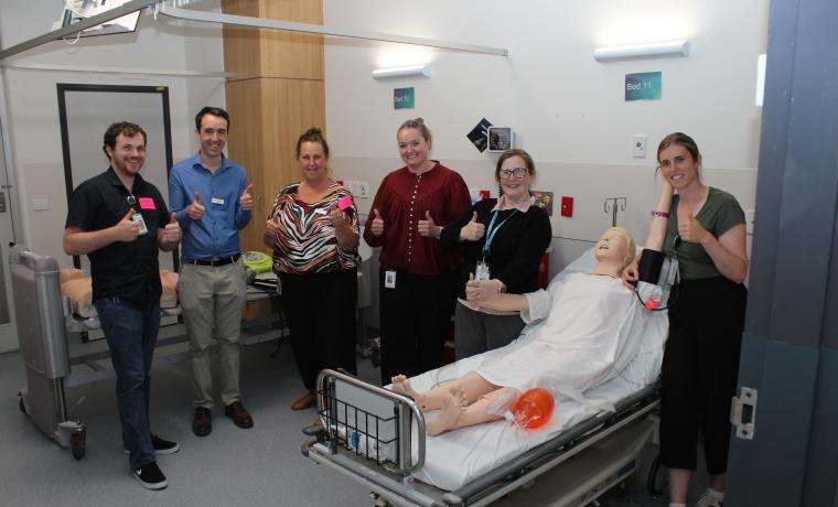 Celebrating Bass Coast Health’s accreditation to provide university training were Learning and  Development Team members, from left, Lachie Jones, Daniel Baker, Jo O’Connor, Mandie Heffernan,  Michelle Barnes and Cassia Menkhorst.