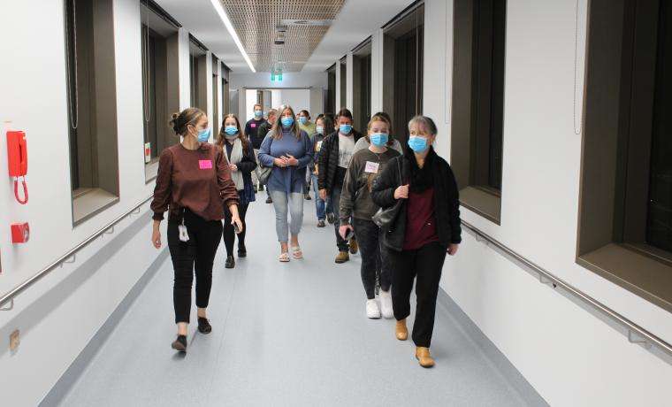 Bass Coast Health’s Gabby O’Connor, left, leads a tour through the new Wonthaggi Hospital during the Careers Open Night.