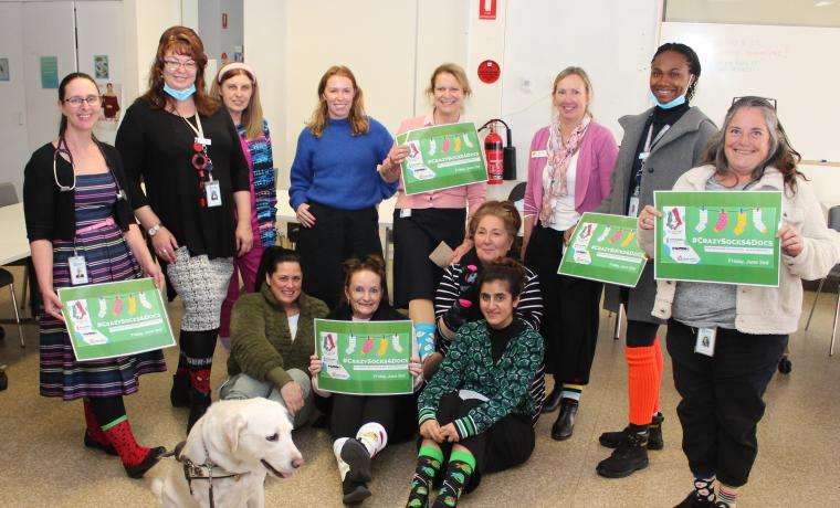 Bass Coast Health staff and Guide Dog Daisy donned colourful socks for Crazy Socks 4 Docs Day on Friday 2 June.
