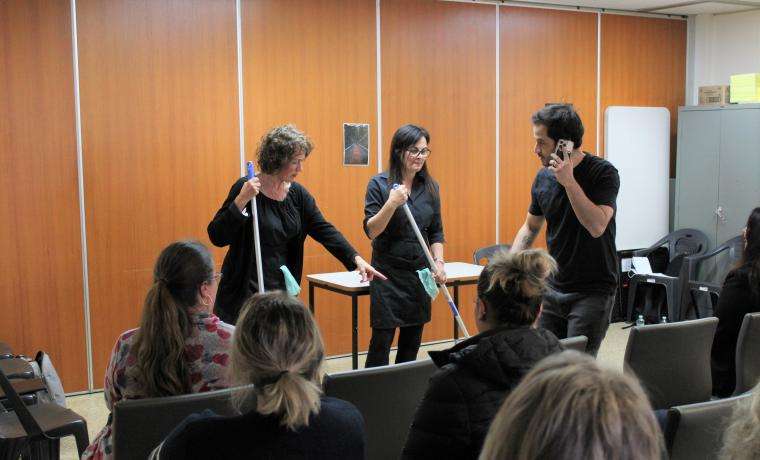 Actors from the Hush Foundation offer Bass Coast Health staff a fresh insight into healthcare  scenarios during the play at Wonthaggi Hospital.