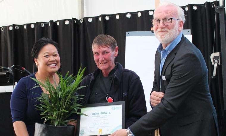 Chef Glenda Churchill has served the Bass Coast Health community for 30 years. She was acknowledged by Board Deputy Chair Nicky Chung and Board Chair Ian Thompson.