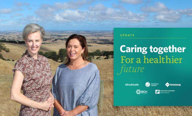 Bass Coast Health Interim CEO Professor Simone Alexander, left, and Gippsland Southern Health Service CEO Louise Sparkes.