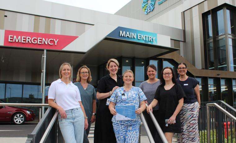 Celebrating the TEC2 award were, from left, Katie Chandler, Dr Megan Scott, Kate Lindsay, Cat Bunn, Lisa Oakley, Christine Henderson and Kylie Martin.