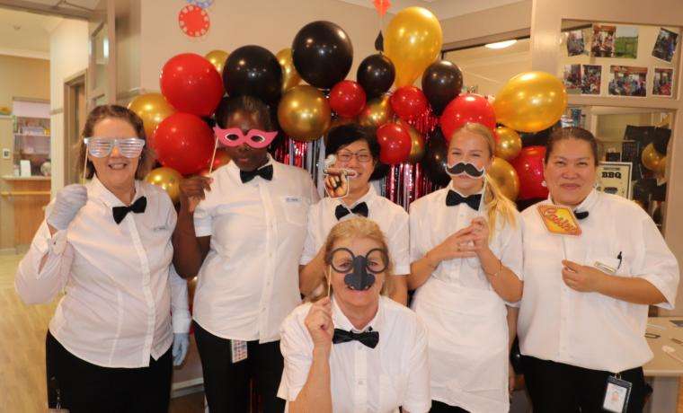 The Hotel Services team at Koorooman House, from left, Tracey Gordon, Nordia Thompson, Xui Mei Tan, Shelby Dittrich, Naphat Jaroesnuk, and in the front, Kathy Price.