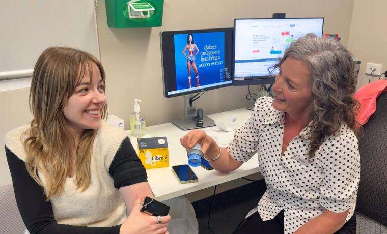Diabetes client Georgie Appleyard consults Credentialled Diabetes Educator Andrea Curtis at Leongatha Memorial Hospital.