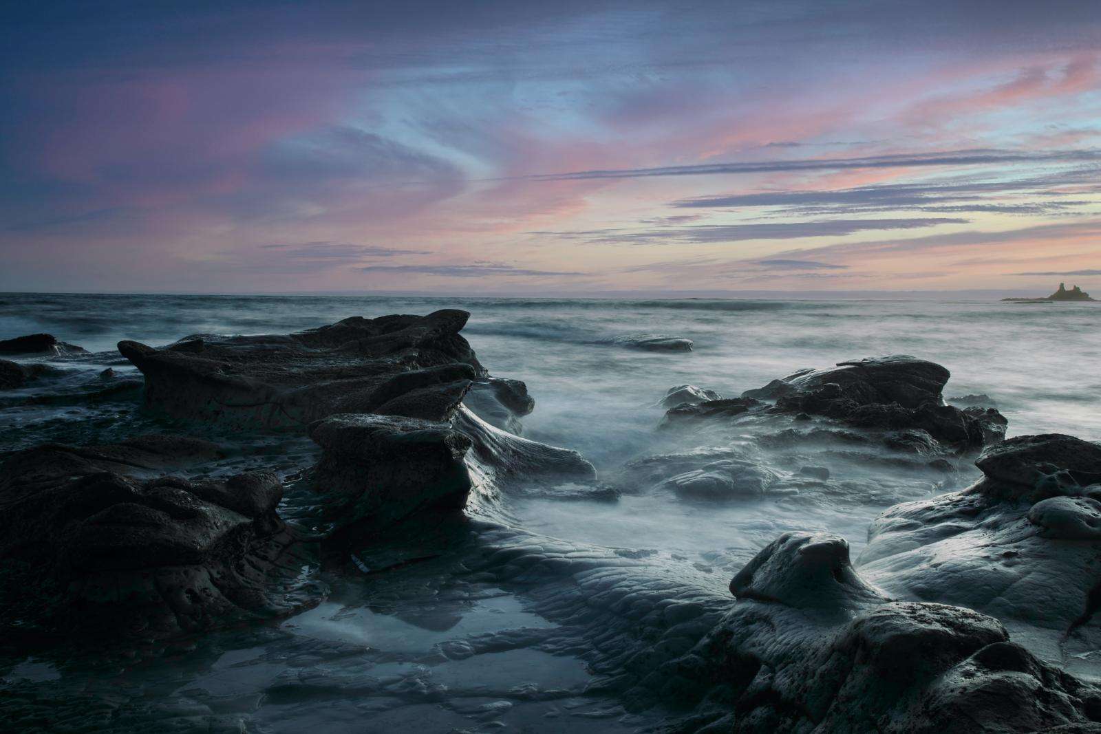 Beach view at dusk