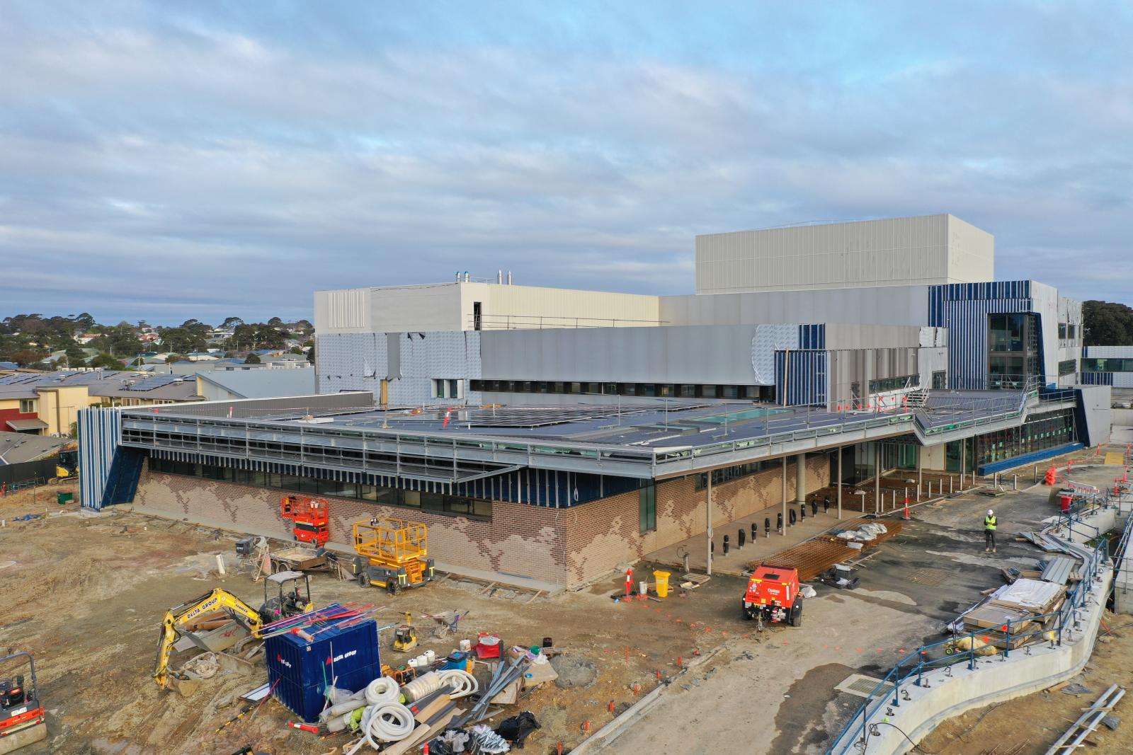 A drone view of the Wonthaggi Hospital Expansion from the front.