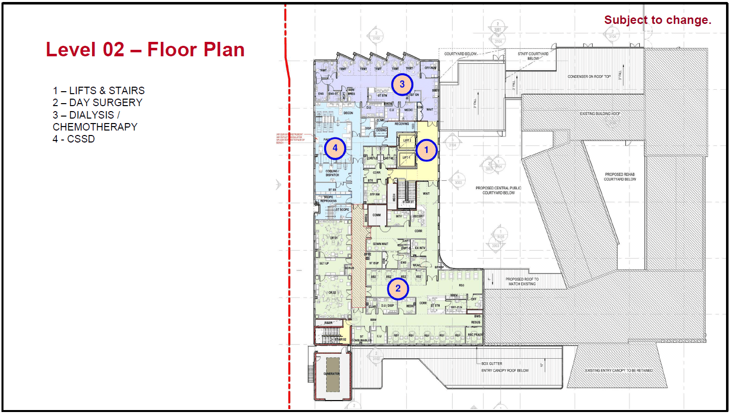 A floor plan showing Level Two of the Phillip Island Community Hospital.