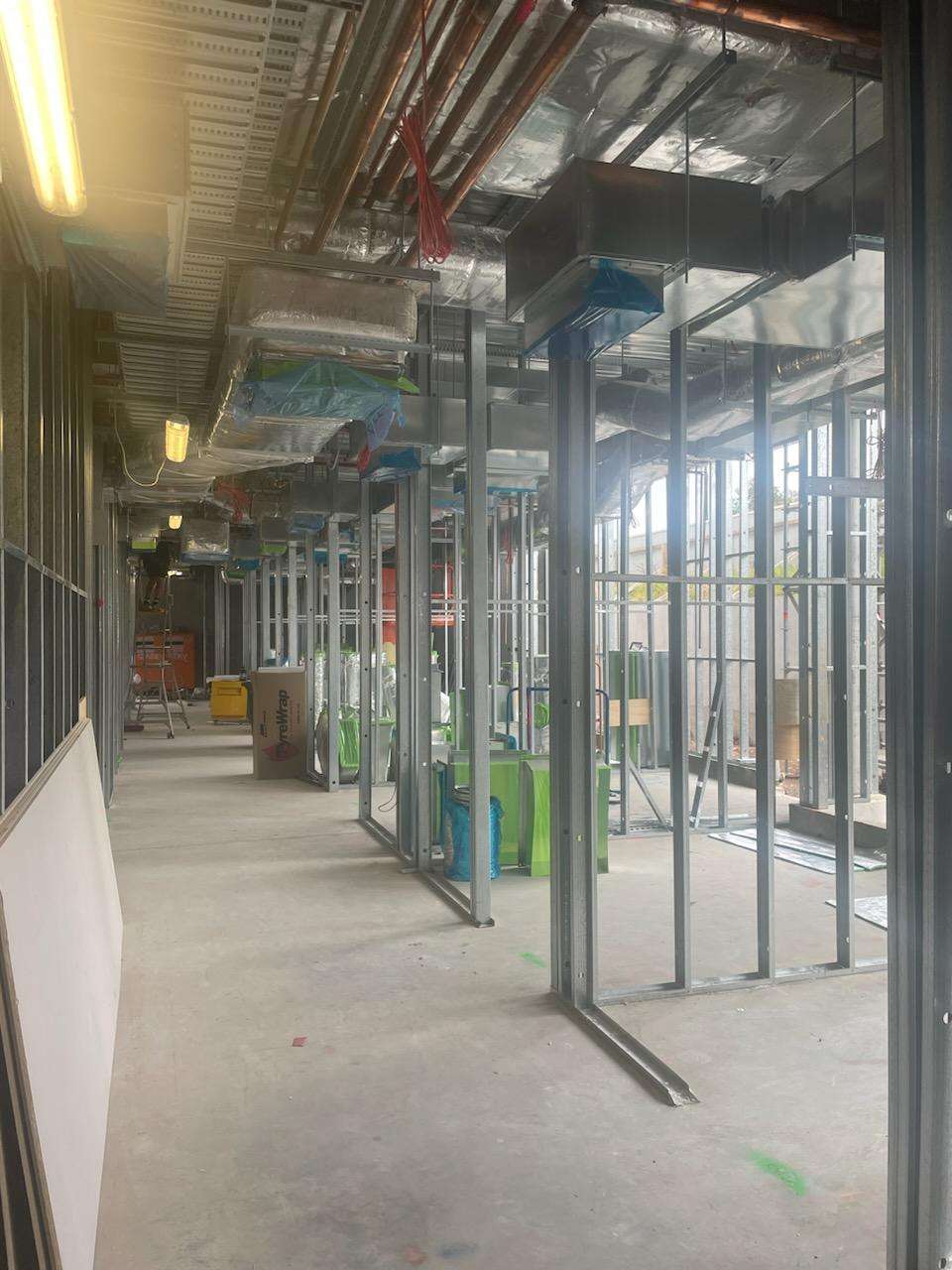 Inside the construction site of the new Phillip Island Community Hospital.