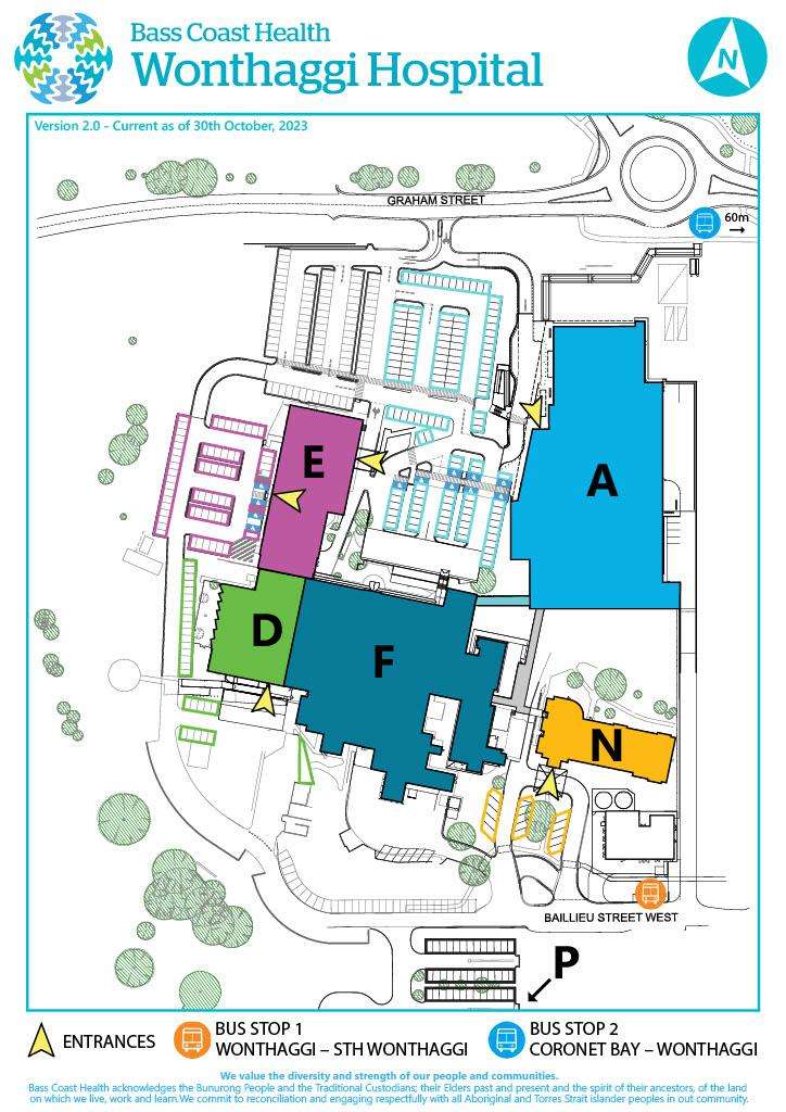 Wonthaggi Hospital - with building labels