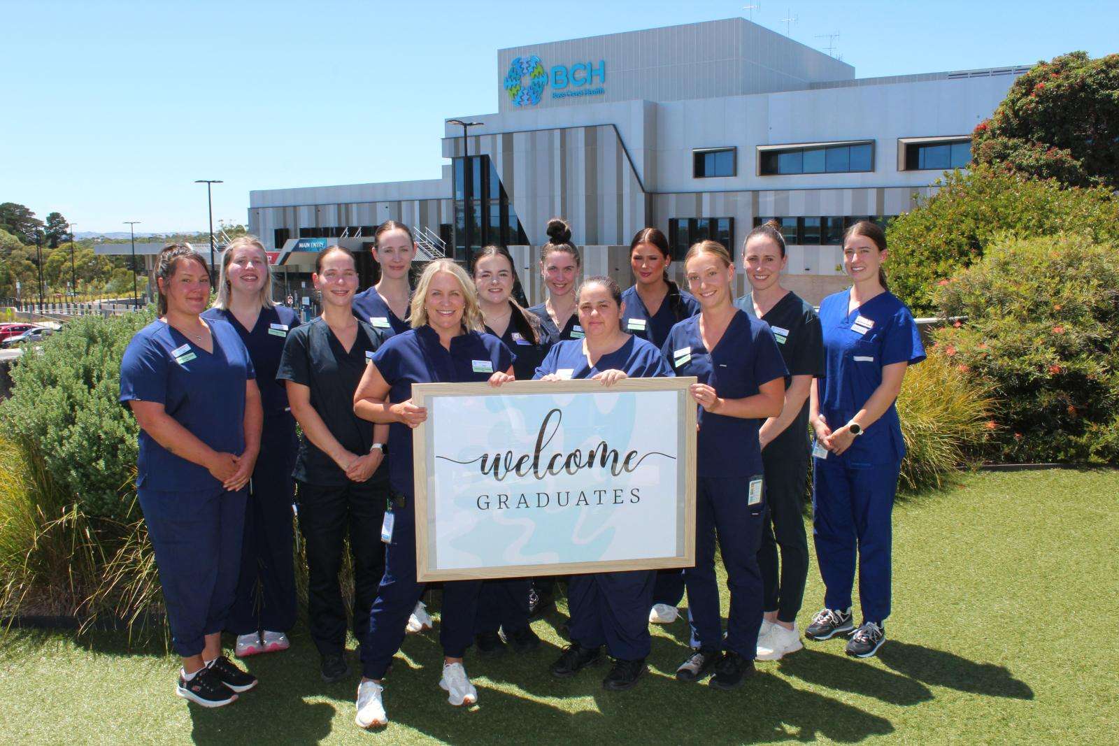 Graduate Nurses at Wonthaggi Hospital, from left, Julie Hawkins, Nicola Eccles, Anais Sibly, Gemma  Hughes, Kate Brosnan, Bella Lockett, Maggie Gibson, Emma Evans, Hannah Sellings, Georgia Dakin,  Bonny Huitema and Charlotte Roberts.   