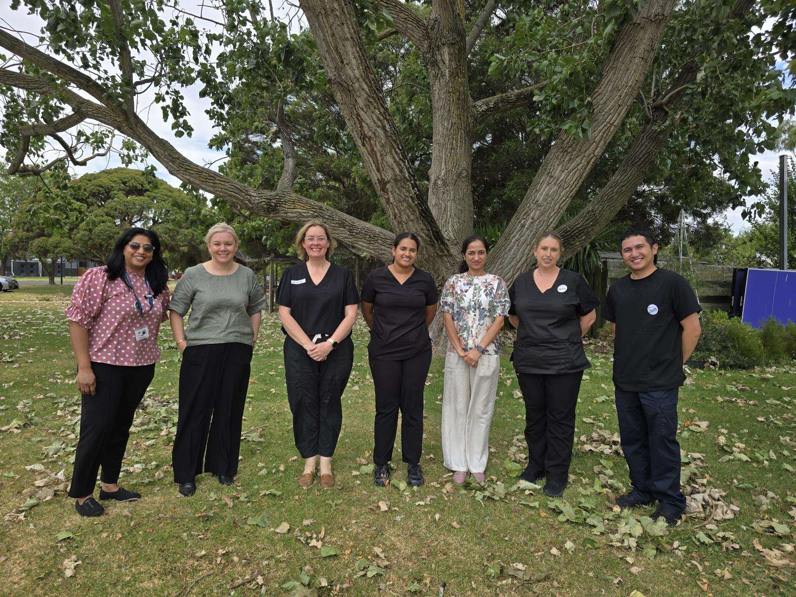 At the Graduate Nurse Program orientation day at Kooweerup Hospital are, from left, Manager –  Learning and Development Tina Davis, Director of Nursing Barb Nicol and Graduate Nurses Kylie Daisley,  Sarika Sealby, Rajvir Pandher, Kellie Dixon and Jeff Albarracin. 